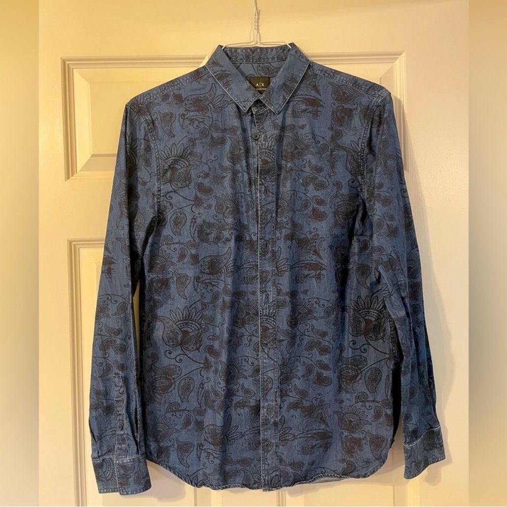 Armani Exchange Blue Casual Button Down Shirt